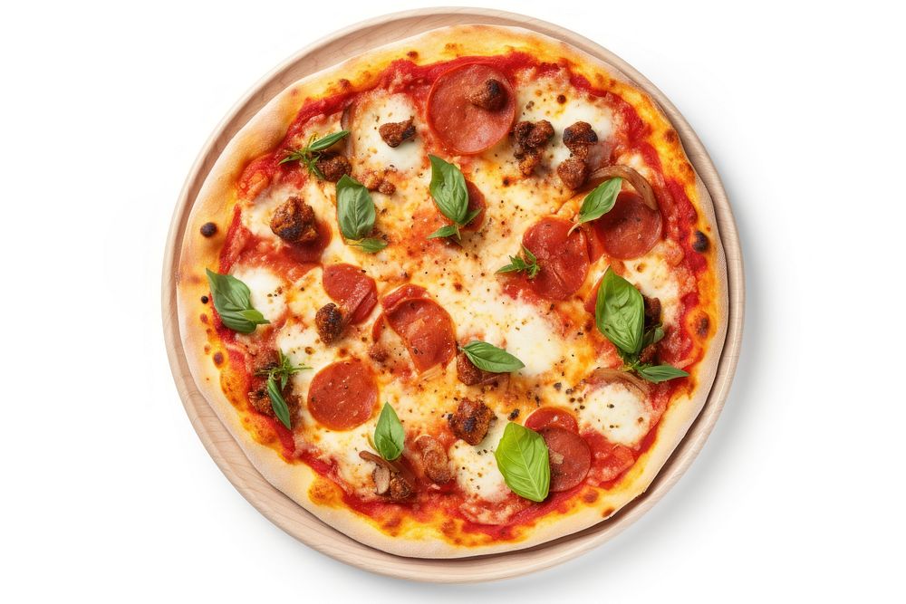 Pizza food plate white background. AI generated Image by rawpixel.