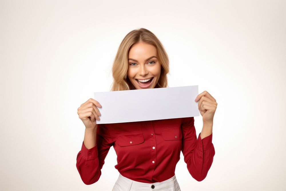 Woman holding a Sale banner portrait happy photo. AI generated Image by rawpixel.