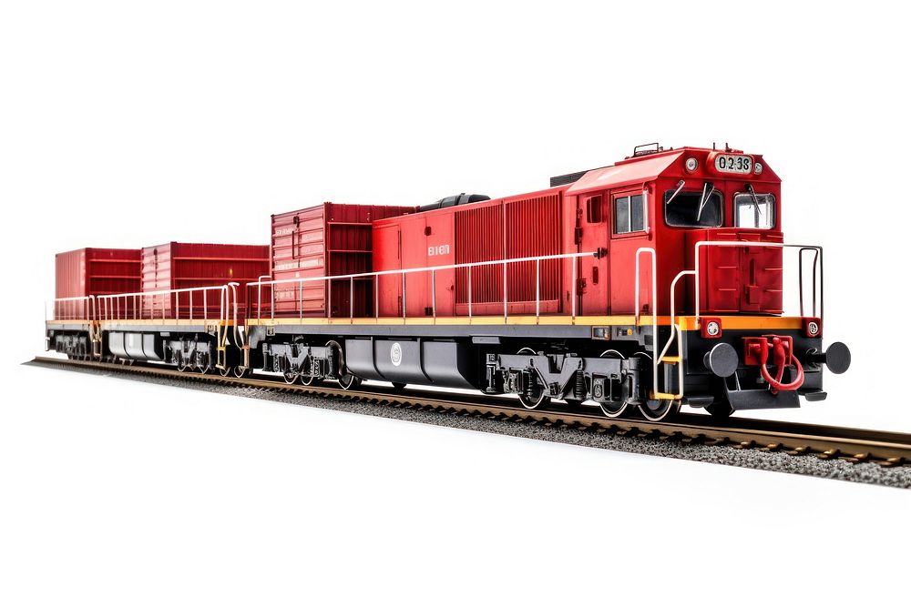Container transport train locomotive vehicle railway. AI generated Image by rawpixel.