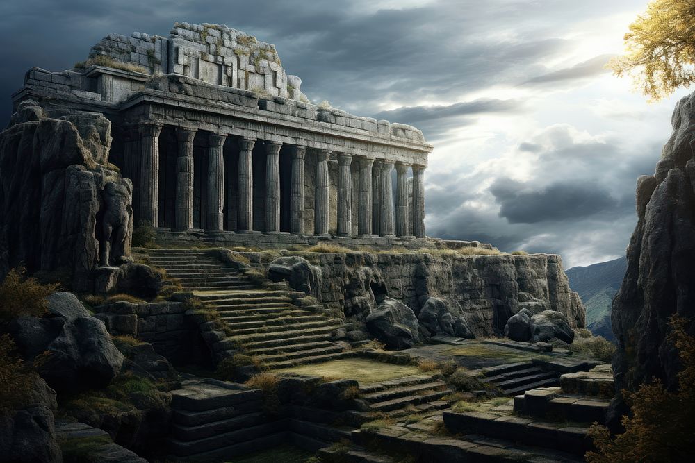 Ancient temple architecture building spirituality. AI generated Image by rawpixel.