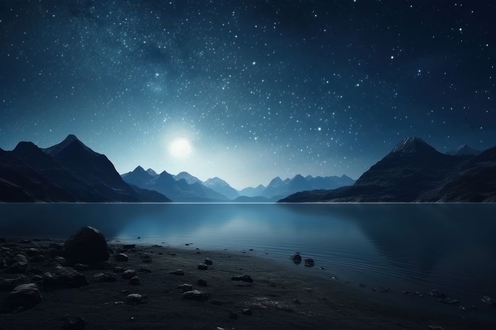 Landscape night astronomy panoramic. AI generated Image by rawpixel.