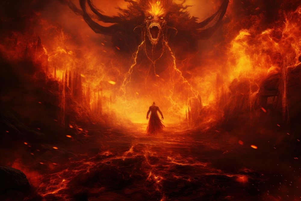 Fiery hell bonfire evil representation. AI generated Image by rawpixel.
