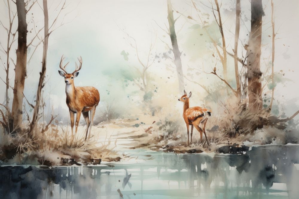 Wildlife painting animal mammal. 