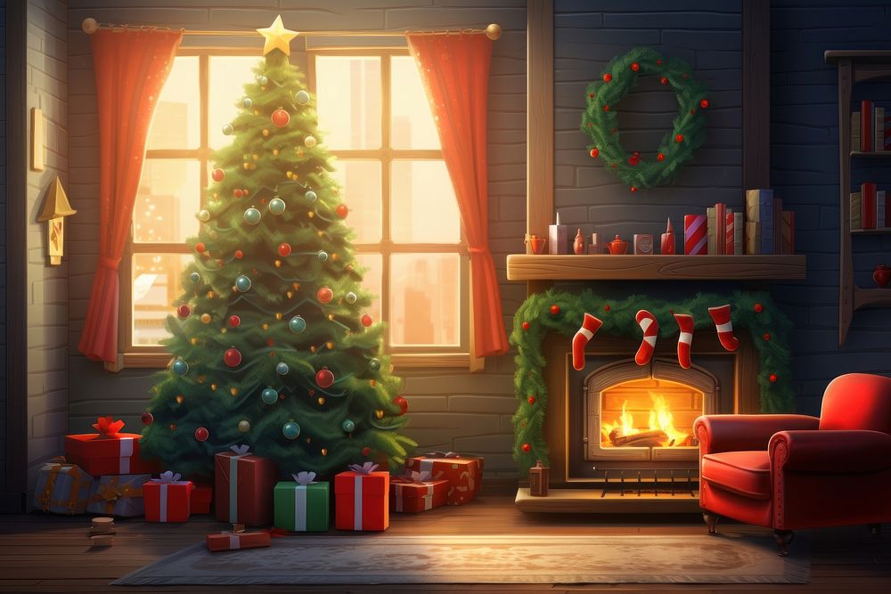 Christmas fireplace hearth anticipation