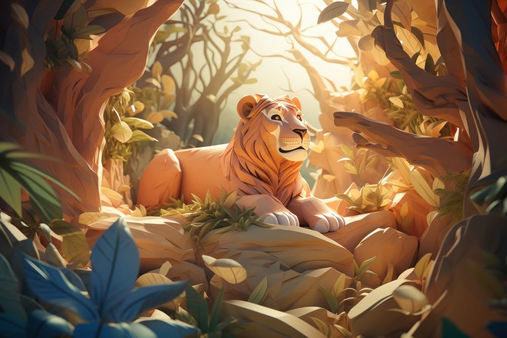 Wild outdoors cartoon animal. AI generated Image by rawpixel.