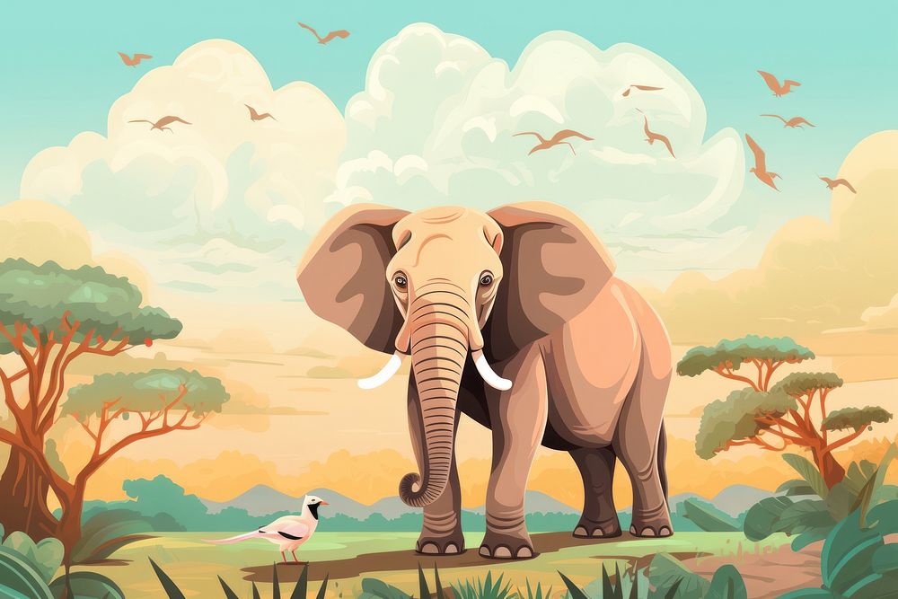 Wildlife elephant outdoors savanna. AI generated Image by rawpixel.
