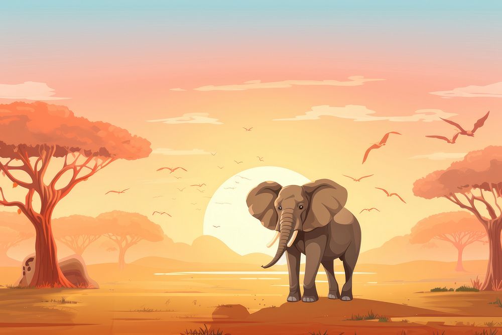 Wildlife landscape elephant outdoors. AI generated Image by rawpixel.