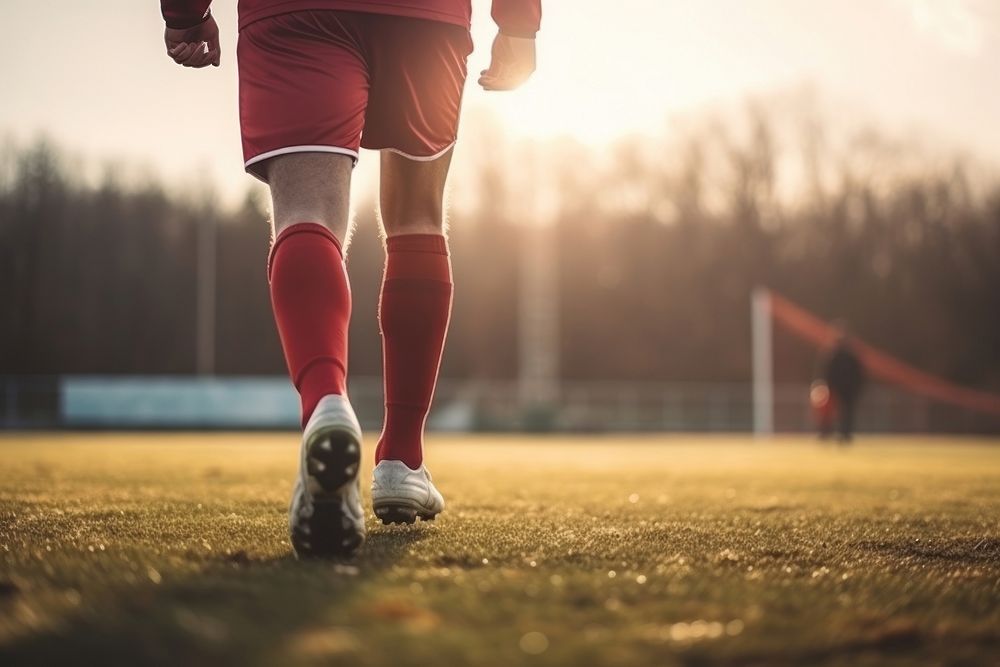 Soccer player low-angle view. AI generated Image by rawpixel.