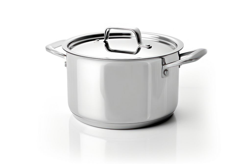 Stainless steel pot appliance white white background. AI generated Image by rawpixel.