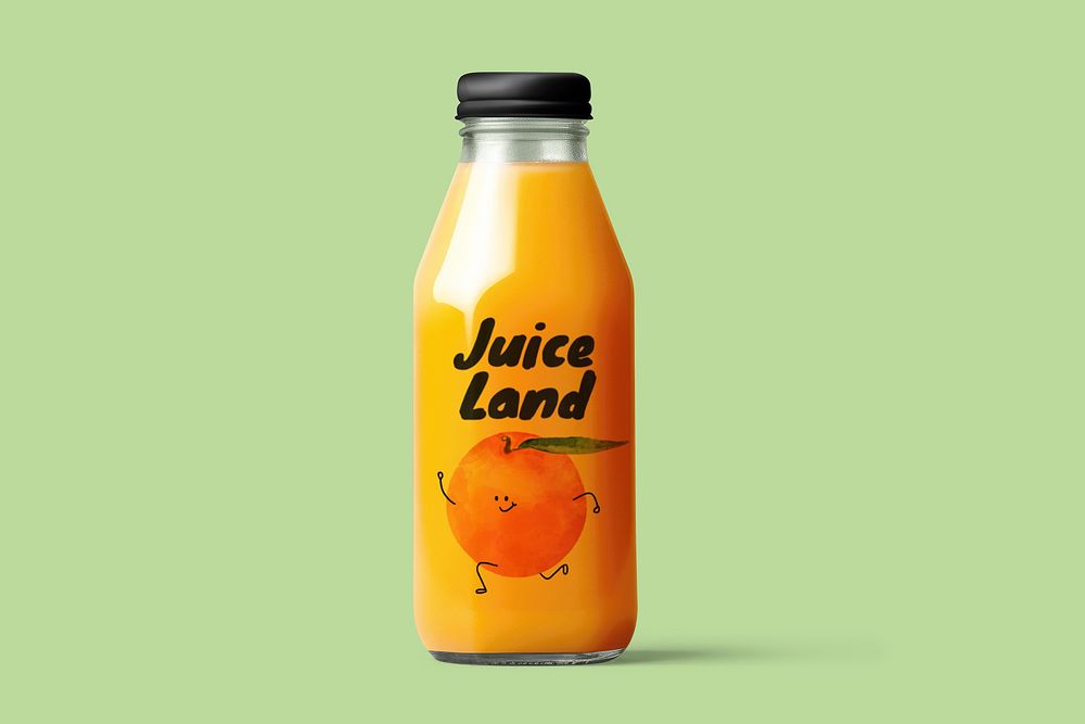 Juice bottle mockup, drink packaging psd