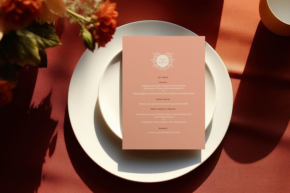 Menu card mockup psd