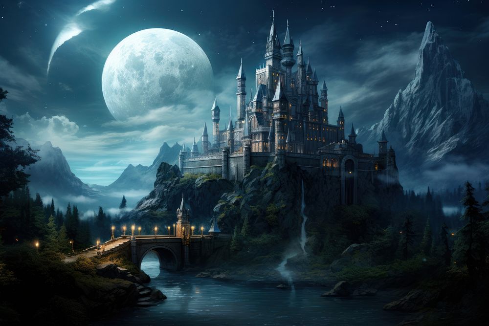 Fantasy castle architecture astronomy building. AI generated Image by rawpixel.