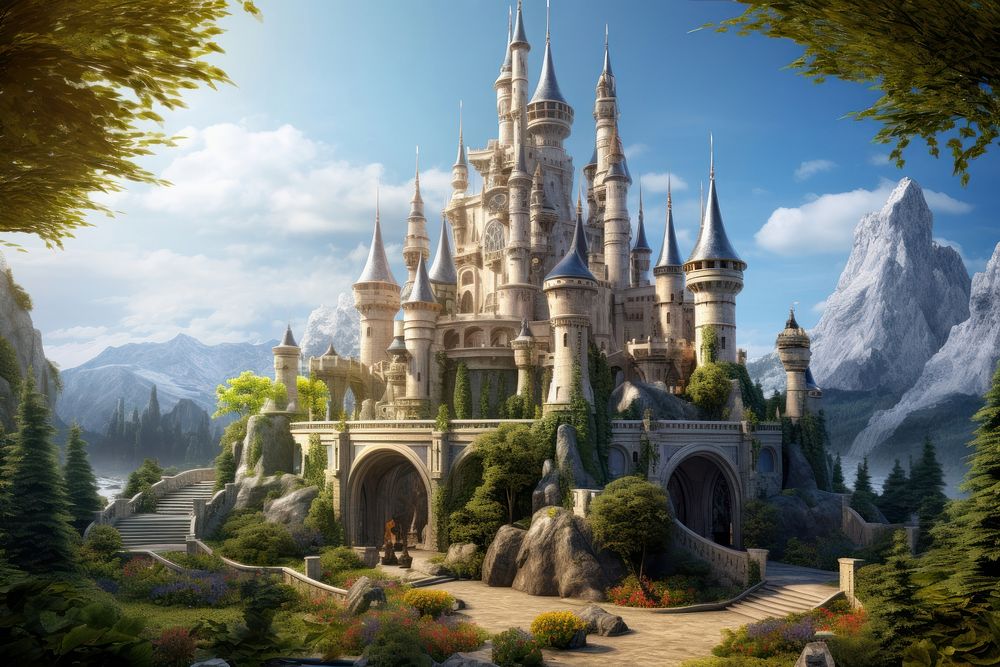 Fantasy castle architecture building outdoors