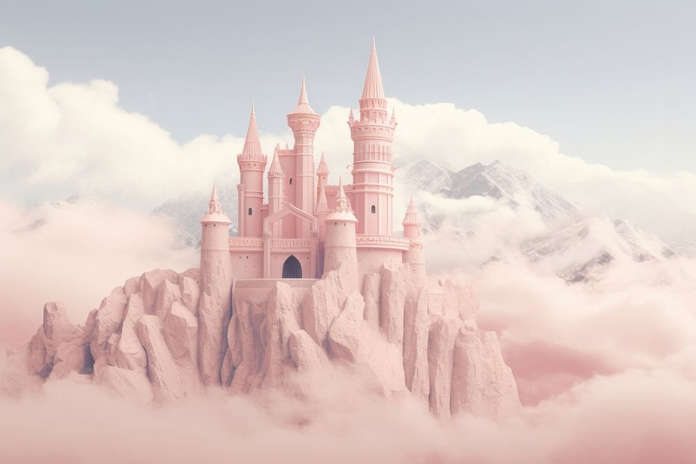Fantasy castle architecture building outdoors. AI generated Image by rawpixel.