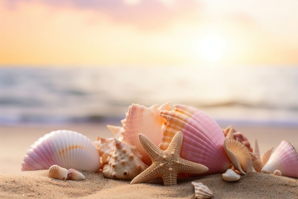 Sandy beach seashell outdoors nature. AI generated Image by rawpixel.