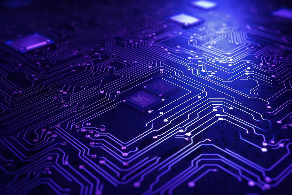 Circuit board backgrounds pattern blue. AI generated Image by rawpixel.