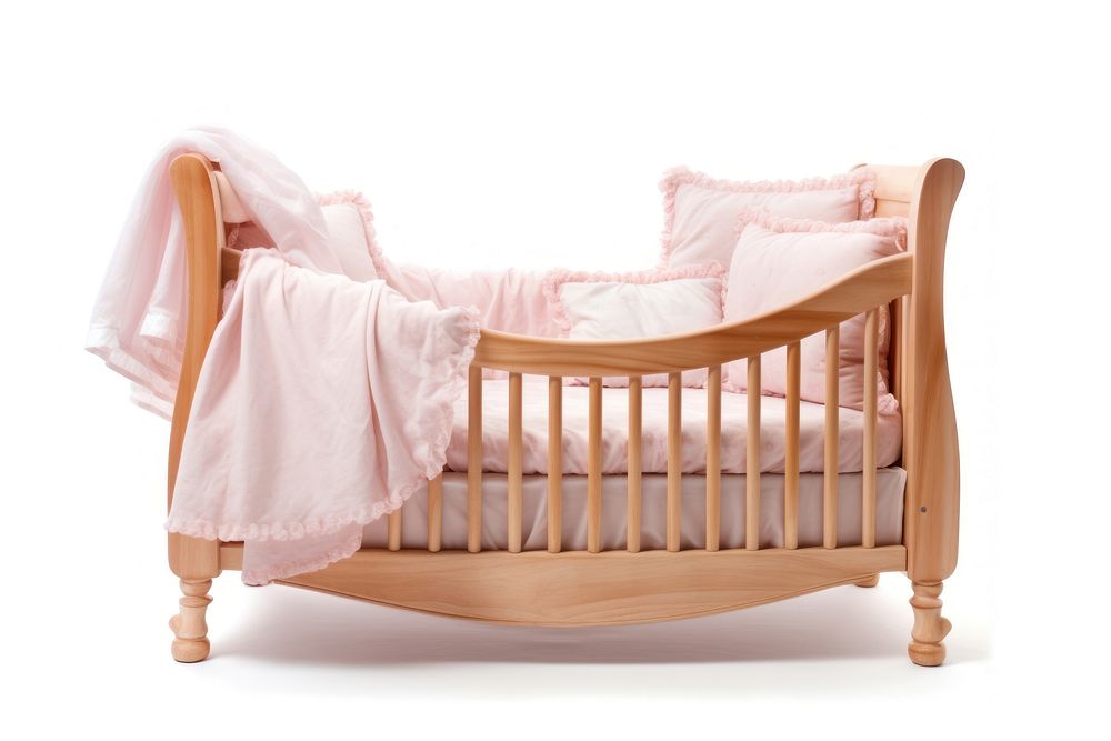 Baby bed furniture crib white background. AI generated Image by rawpixel.