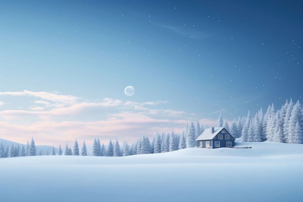 Winter landscape house architecture astronomy. AI generated Image by rawpixel.