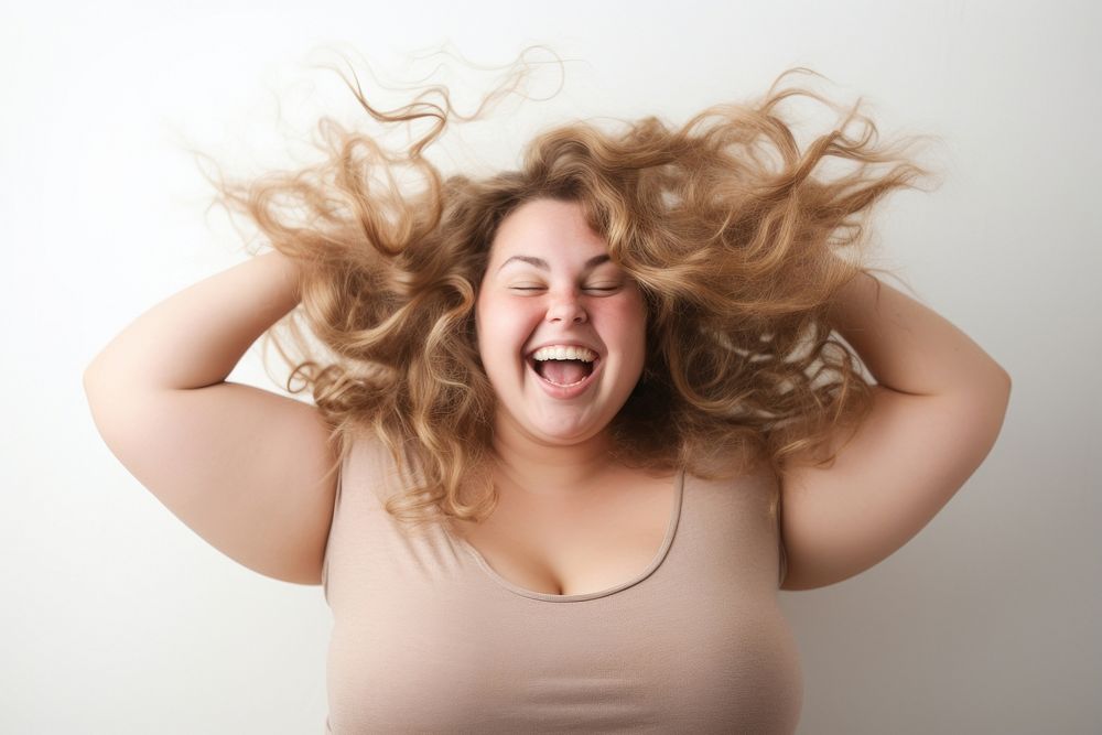 Shouting laughing adult woman. AI generated Image by rawpixel.