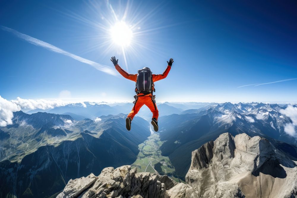 Recreation adventure skydiving mountain. AI generated Image by rawpixel.
