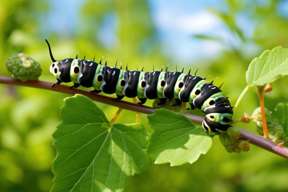Plant caterpillar outdoors animal. AI generated Image by rawpixel.