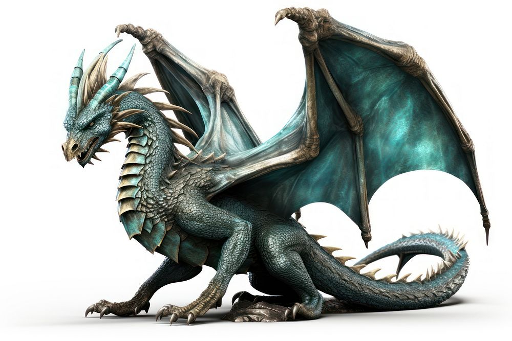 Fantasy dragon dinosaur animal white background. AI generated Image by rawpixel.