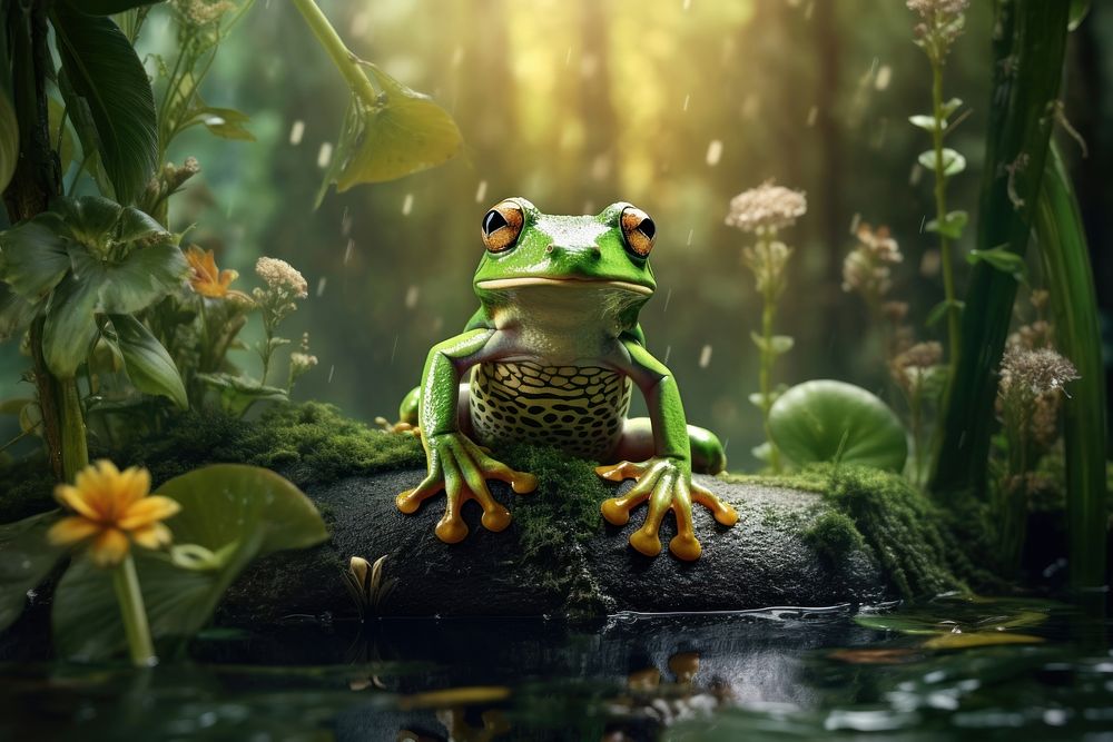 Nature frog amphibian wildlife. AI generated Image by rawpixel.