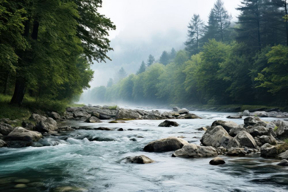 River nature wilderness landscape. 