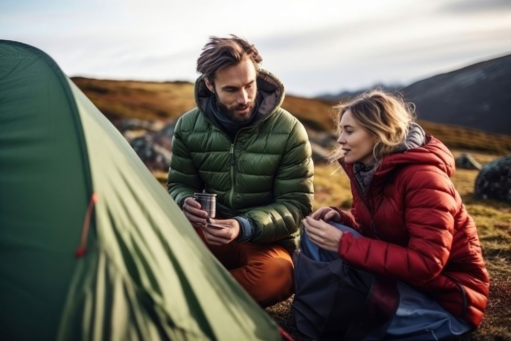 Outdoors camping tent mountain. 