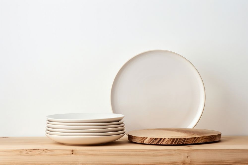 Tableware porcelain plate wood. AI generated Image by rawpixel.