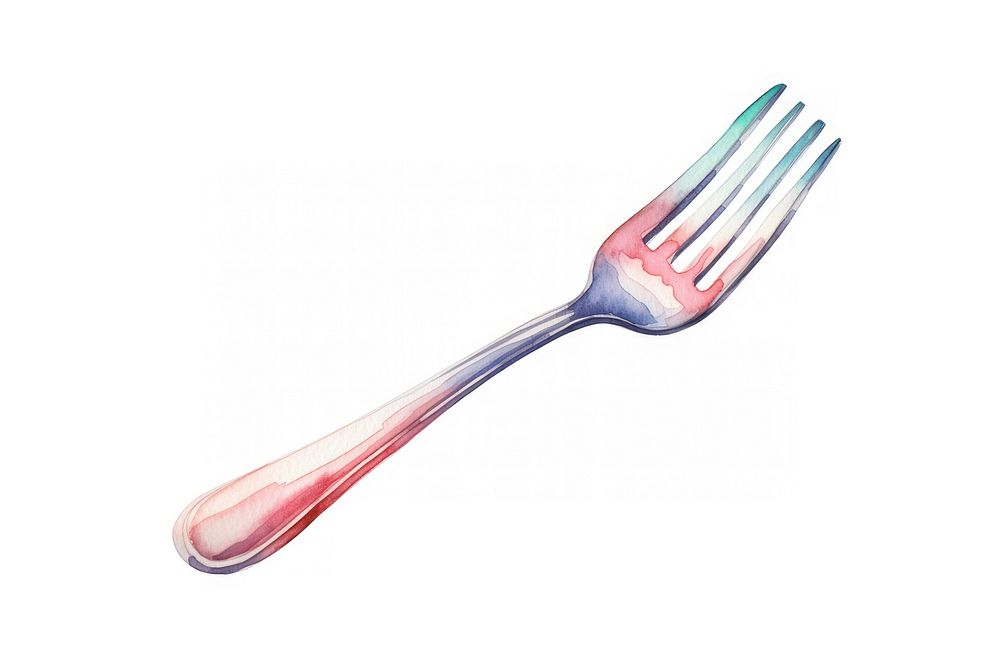 Watercolor fork white background silverware toothbrush. AI generated Image by rawpixel.
