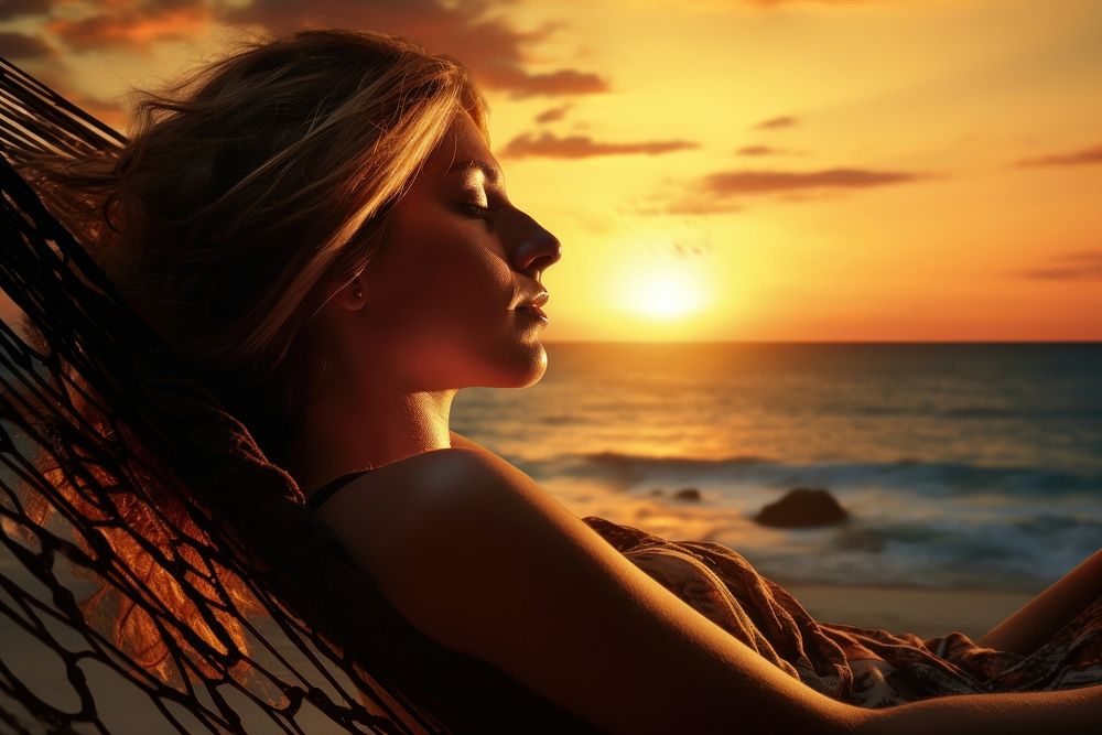 Sea portrait outdoors sunset. AI generated Image by rawpixel.