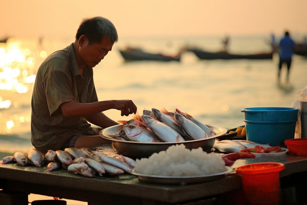 Selling vendor food fish. AI generated Image by rawpixel.