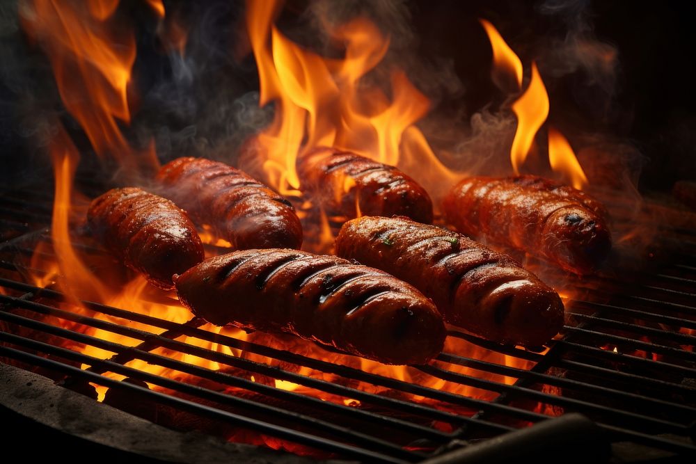 Fire barbecue grilling sausage. AI | Free Photo - rawpixel