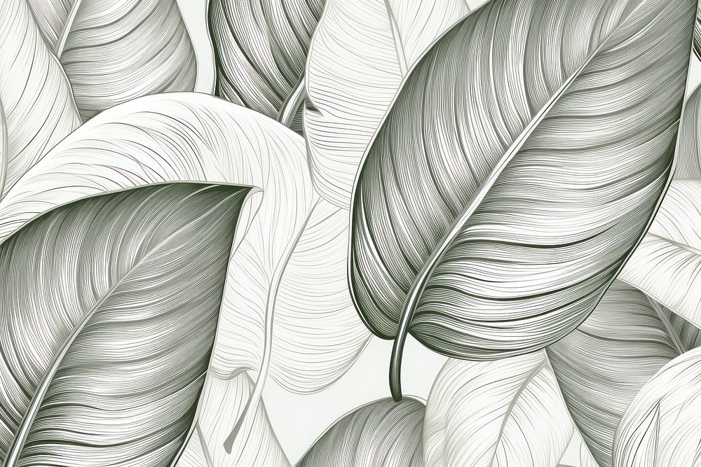 Botanical leaf pattern line art wallpaper drawing sketch plant. AI generated Image by rawpixel.