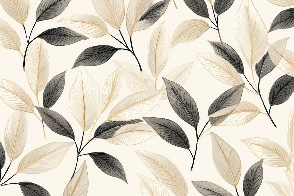 Botanical leaf pattern line art wallpaper plant backgrounds repetition. AI generated Image by rawpixel.