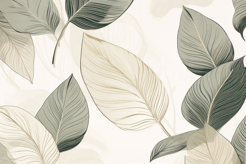 Botanical leaves pattern line art wallpaper plant leaf backgrounds. AI generated Image by rawpixel.