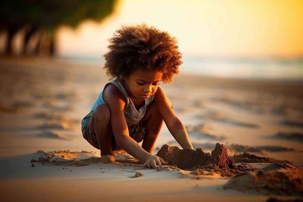 Beach child outdoors nature. AI generated Image by rawpixel.