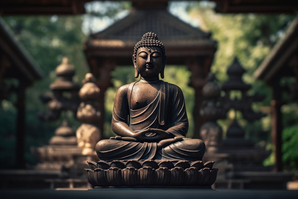 Temple statue buddha representation. AI generated Image by rawpixel.
