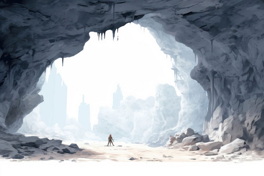 Cave exploring architecture silhouette landscape. AI generated Image by rawpixel.