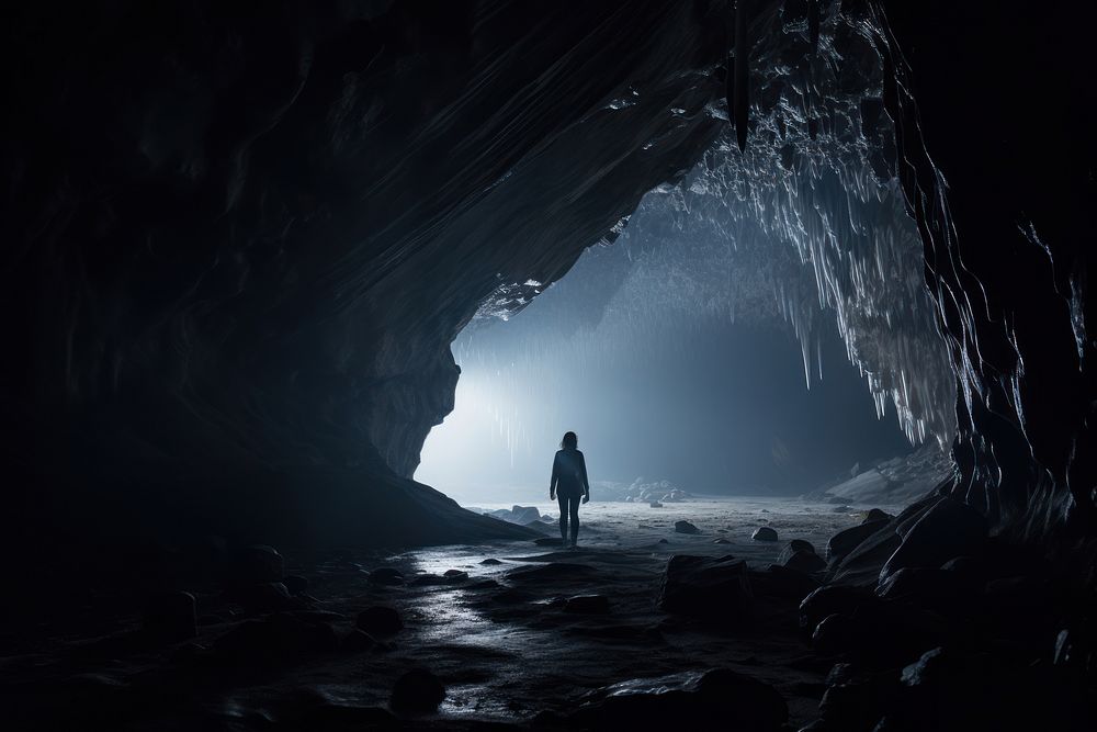 Cave exploring nature sea infrastructure. AI generated Image by rawpixel.