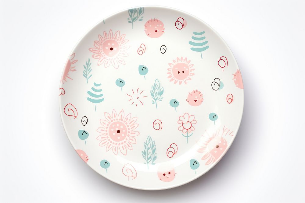 Cute pattern plate porcelain platter art. AI generated Image by rawpixel.
