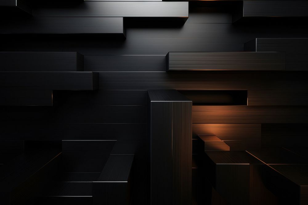 Dark wooden metal abstract cubic stripes background backgrounds black architecture. AI generated Image by rawpixel.
