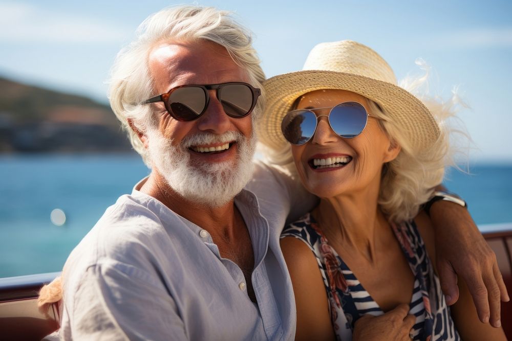 Sunglasses laughing portrait vacation. AI generated Image by rawpixel.