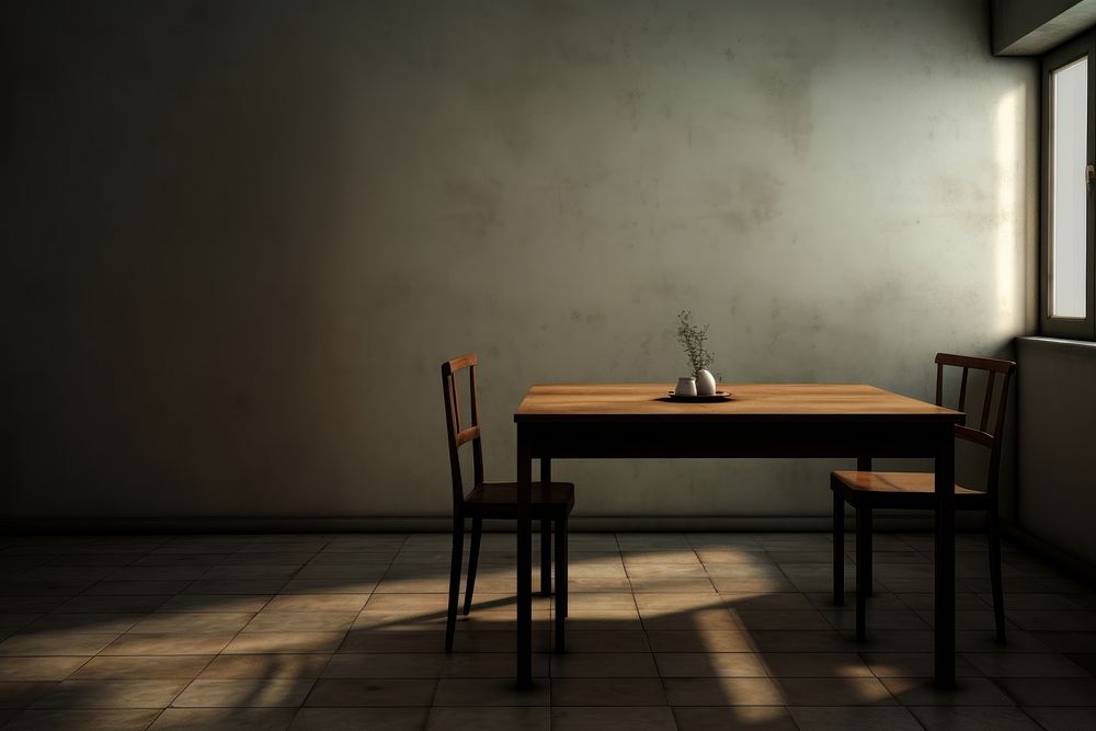 Empty modern kitchen table architecture furniture flooring. AI generated Image by rawpixel.