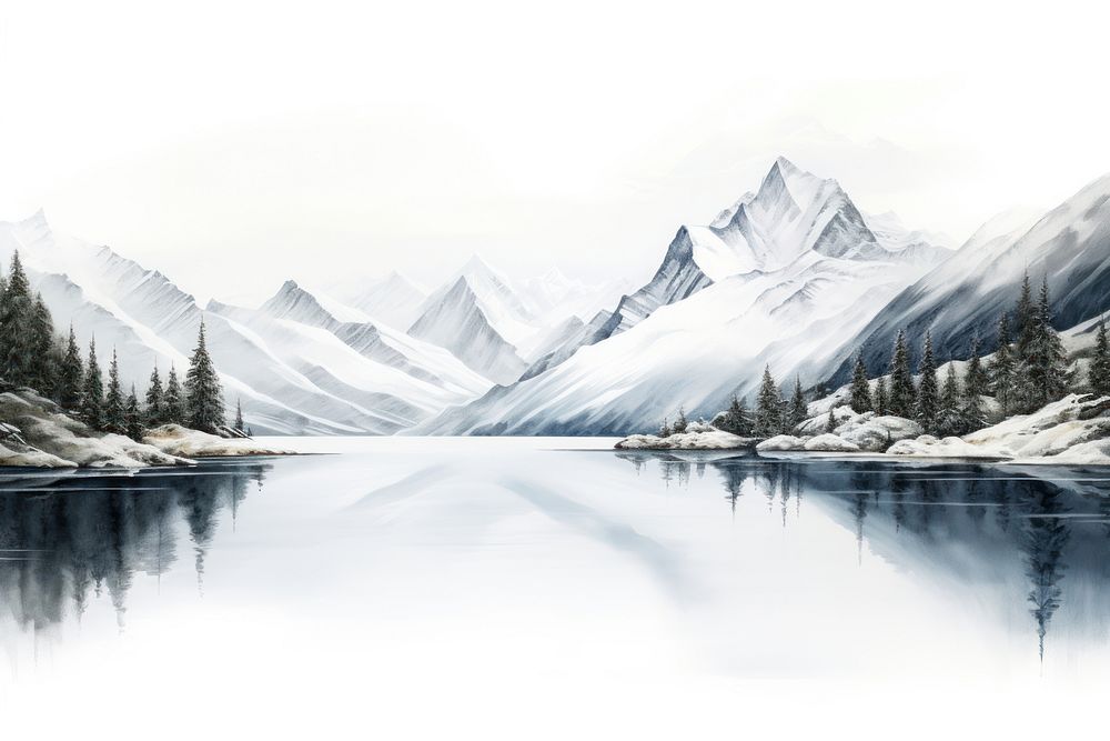 Mountain snow landscape panoramic. AI generated Image by rawpixel.