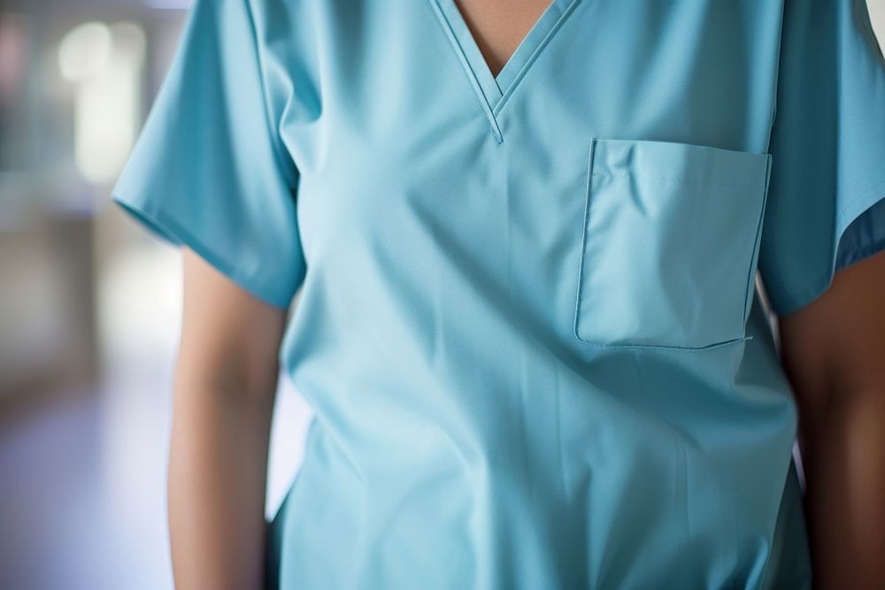 Female dentist hospital gown pocket closeup adult nurse midsection. AI generated Image by rawpixel.