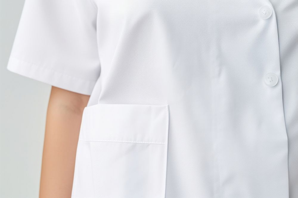 Female hospital gown pocket closeup sleeve white stethoscope. AI generated Image by rawpixel.