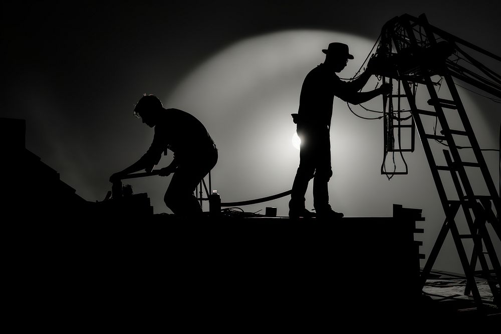 Film production lighting crew silhouette adult black architecture. AI generated Image by rawpixel.