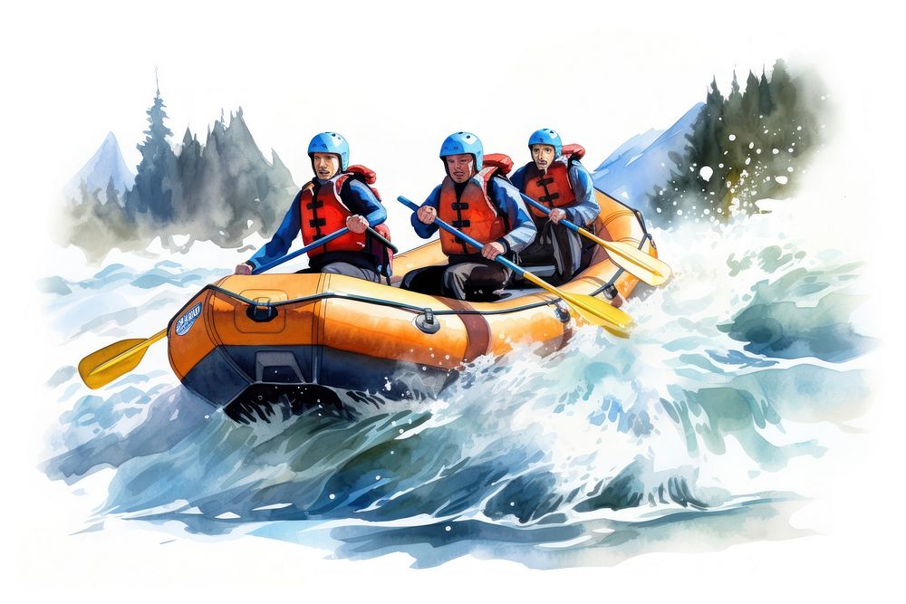 Group river rafting recreation lifejacket adventure. AI generated Image by rawpixel.